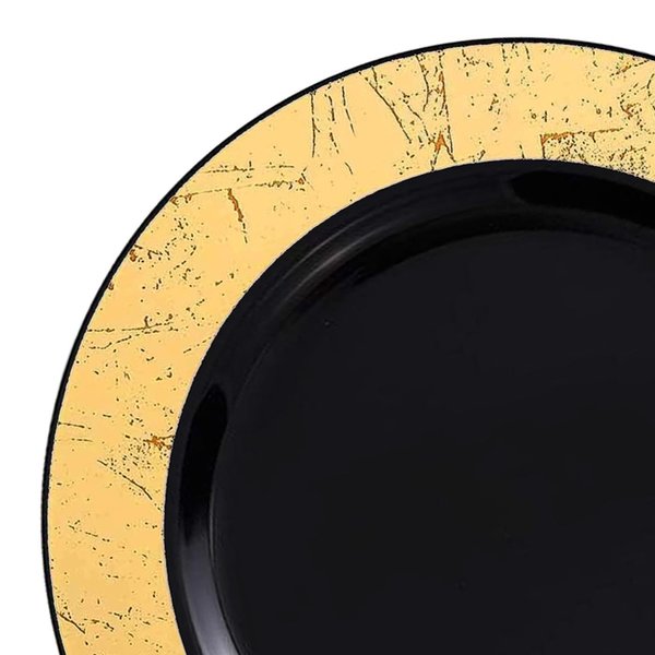 Smarty Had A Party 7.5" Black with Gold Marble Rim Disposable Plastic Appetizer/Salad Plates (120 Plates), 120PK 877BG-CASE